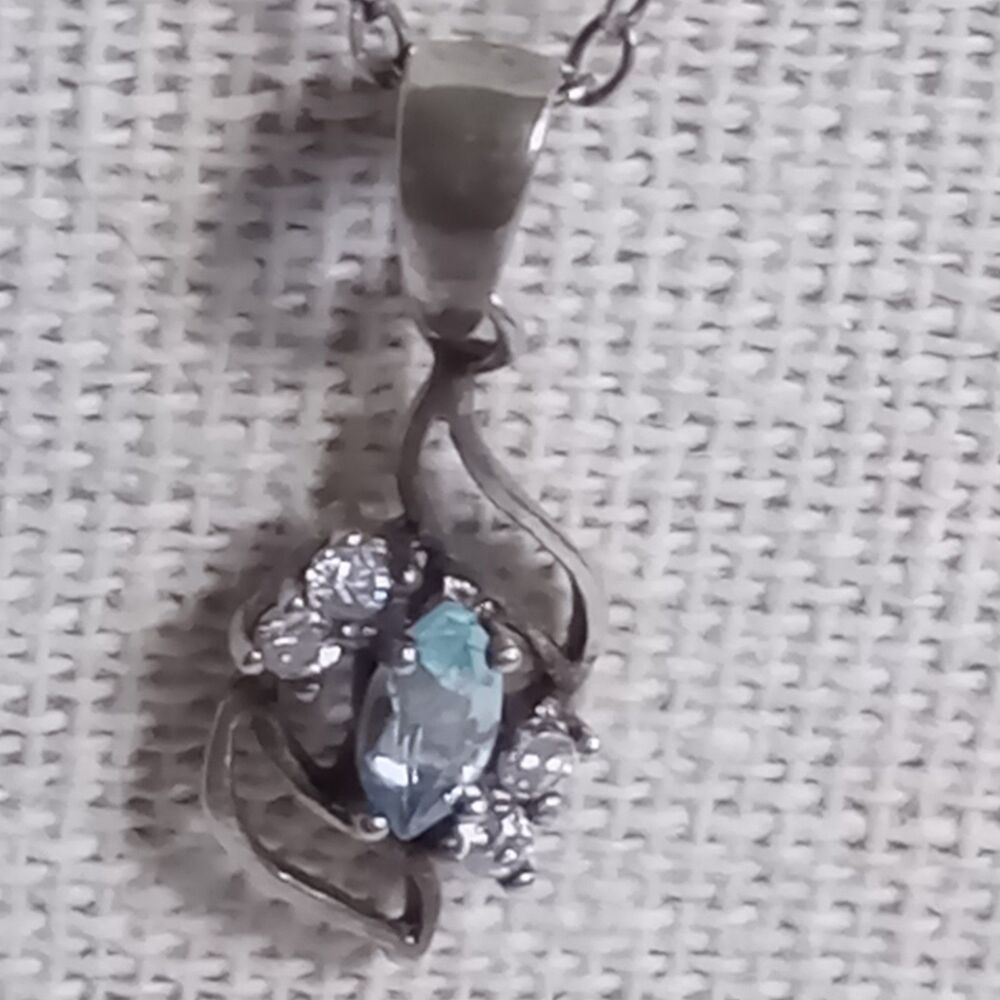 Aquamarine Marquis Cut 1.5 in Pendant NV 925 Sterling Silver 20in necklace